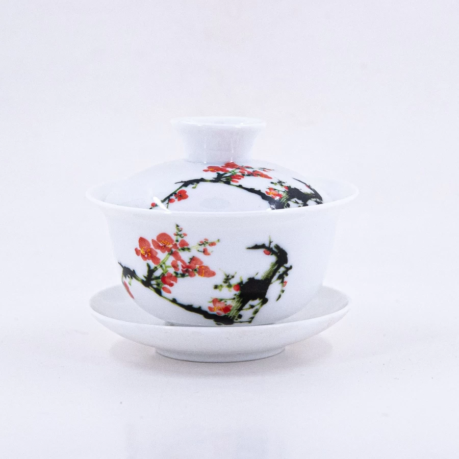 "Premium Porcelain Plum Blossom Gaiwan #3 by The Chinese Tea Shop – Handcrafted Chinese Teapot for Loose Leaf Tea"