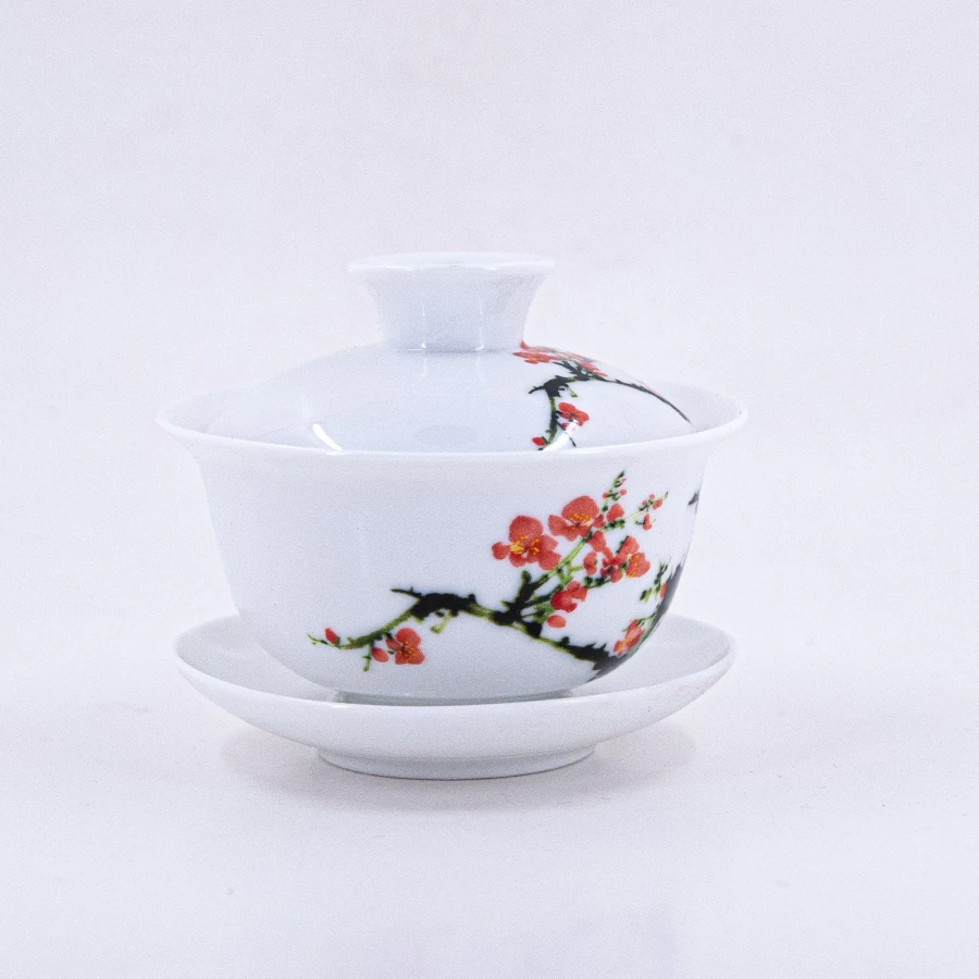 "Premium Porcelain Plum Blossom Gaiwan #3 by The Chinese Tea Shop – Handcrafted Chinese Teapot for Loose Leaf Tea"