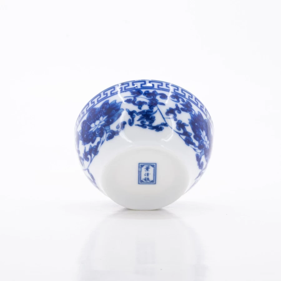 "Hand-Painted Blue and White Porcelain Lotus Tea Cup by The Chinese Tea Shop – Traditional Chinese Ceramic Tea Set"