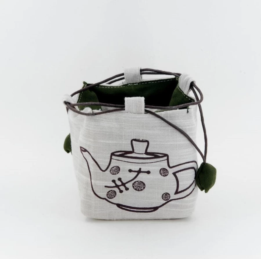 "The Chinese Tea Shop Portable Teapot Wrapping Bag – Handmade Chinese Travel Tea Set Pouch"