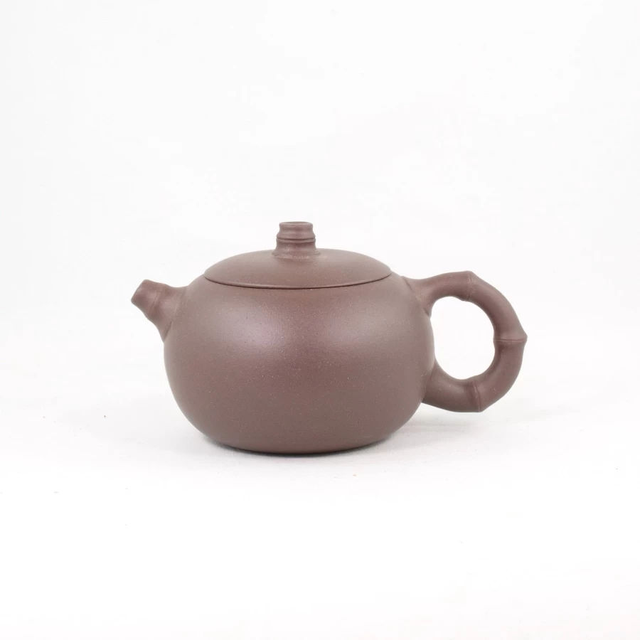 The Chinese Tea Shop Yixing Zisha "Daobaxishi" Bamboo-Carved Purple Clay Teapot - Handmade Chinese Ceramic Teapot for Gongfu Tea