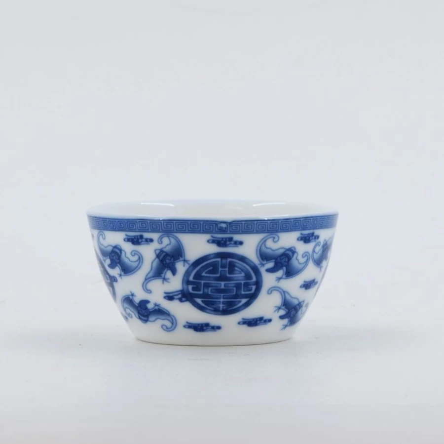 Hand-Painted Blue and White Porcelain "Fu Shou" Tea Cup - Traditional Chinese Ceramic Teacup by The Chinese Tea Shop
