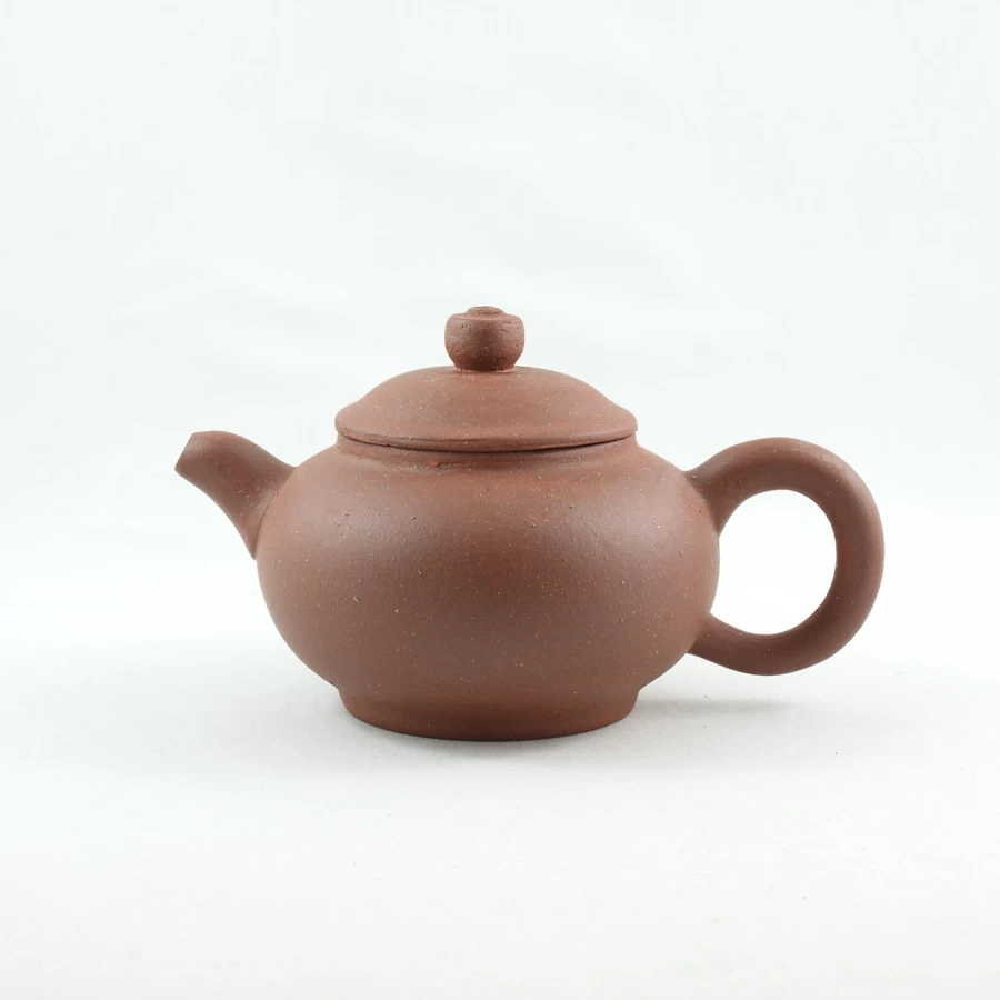 "Authentic Yixing Purple Clay Teapot 1980s Bao Knob Pan Shape - Handmade Chinese Teapot by The Chinese Tea Shop"