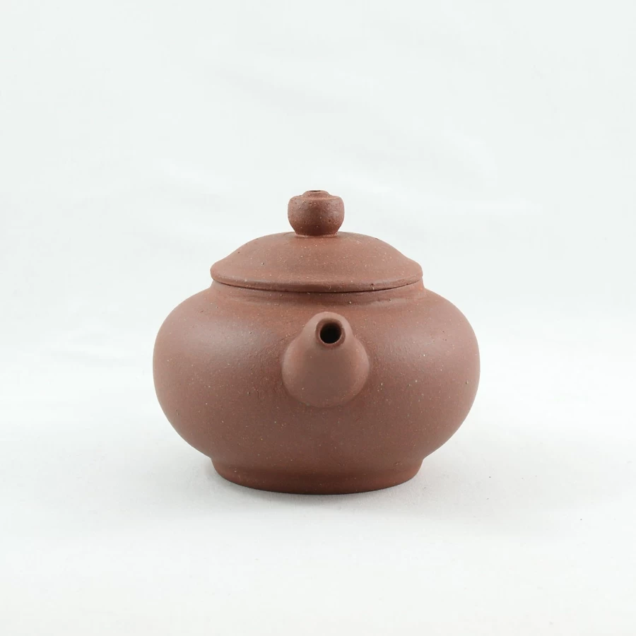 "Authentic Yixing Purple Clay Teapot 1980s Bao Knob Pan Shape - Handmade Chinese Teapot by The Chinese Tea Shop"