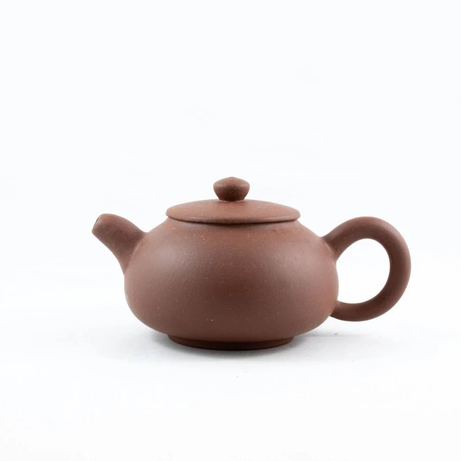 "The Chinese Tea Shop 1980s Yixing Purple Clay Flat Lid Pan-Shaped Teapot – Authentic Chinese Zisha Teapot"