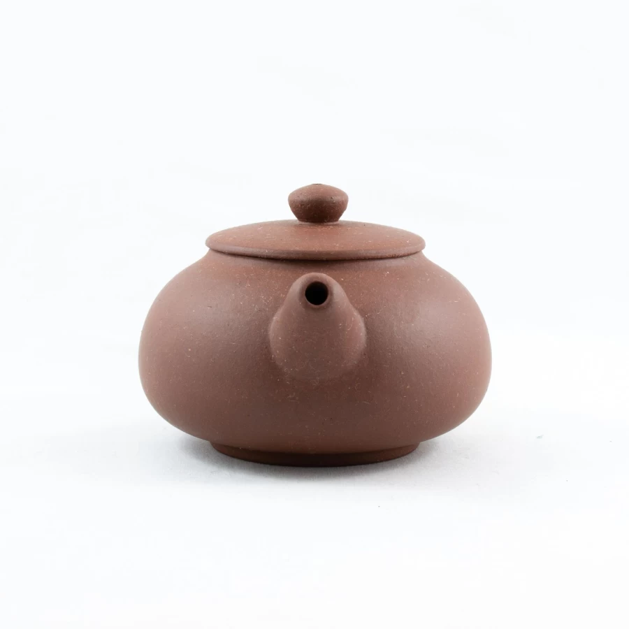 "The Chinese Tea Shop 1980s Yixing Purple Clay Flat Lid Pan-Shaped Teapot – Authentic Chinese Zisha Teapot"