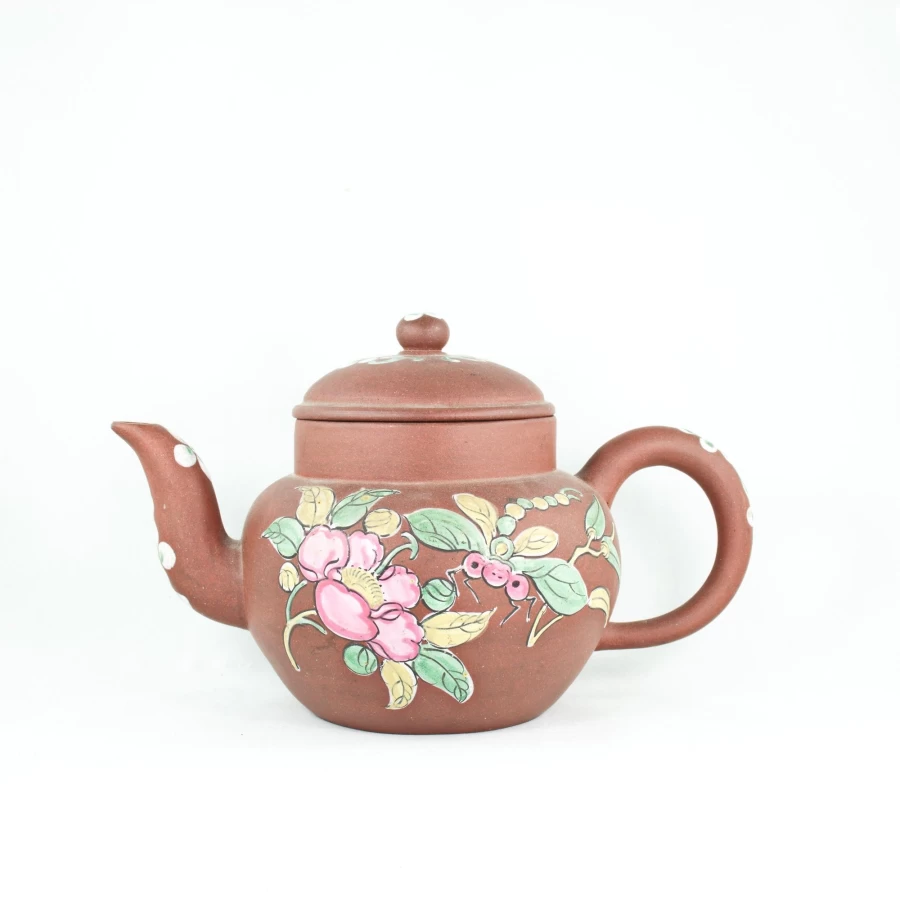 "Antique Yixing Purple Clay Teapot with Butterfly & Floral Design by The Chinese Tea Shop"