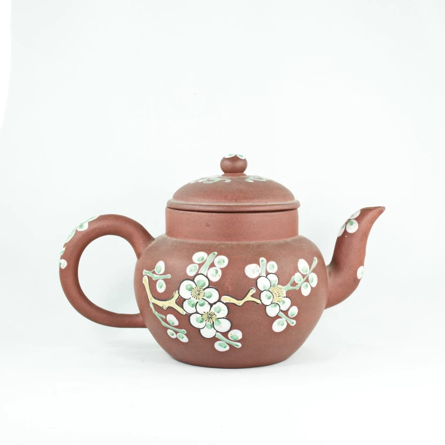 "Antique Yixing Purple Clay Teapot with Butterfly & Floral Design by The Chinese Tea Shop"
