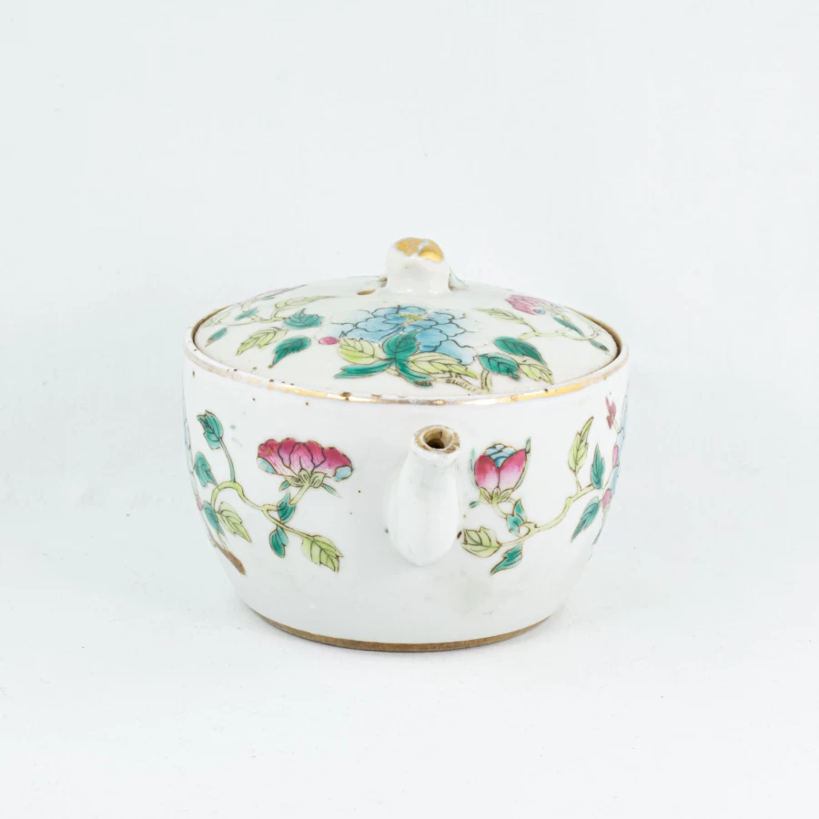 Antique Chinese Famille Rose Porcelain Teapot - Hand Painted Floral Design by The Chinese Tea Shop