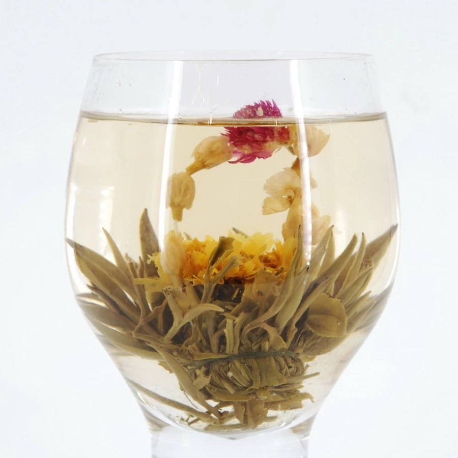 "The Chinese Tea Shop - Premium Blooming Green Tea with Mixed Flowers | Hand-Tied Artisan Loose Leaf Tea"