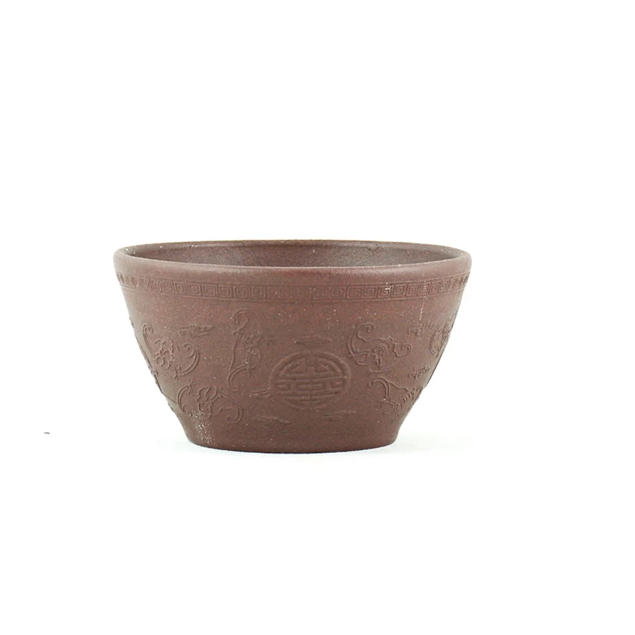 "The Chinese Tea Shop Yixing Clay Teacup - Handcrafted Fortune & Longevity Design"