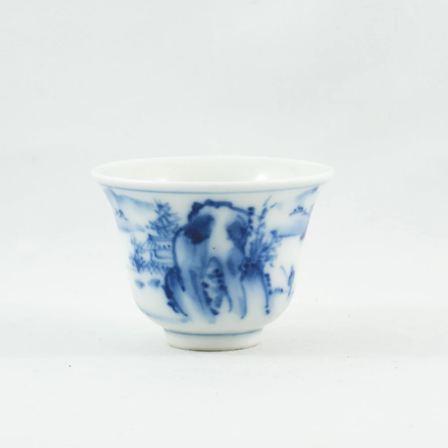 "Antique Blue and White Porcelain Tea Cup with Landscape Design by The Chinese Tea Shop – Handcrafted Vintage Chinese Tea Set"