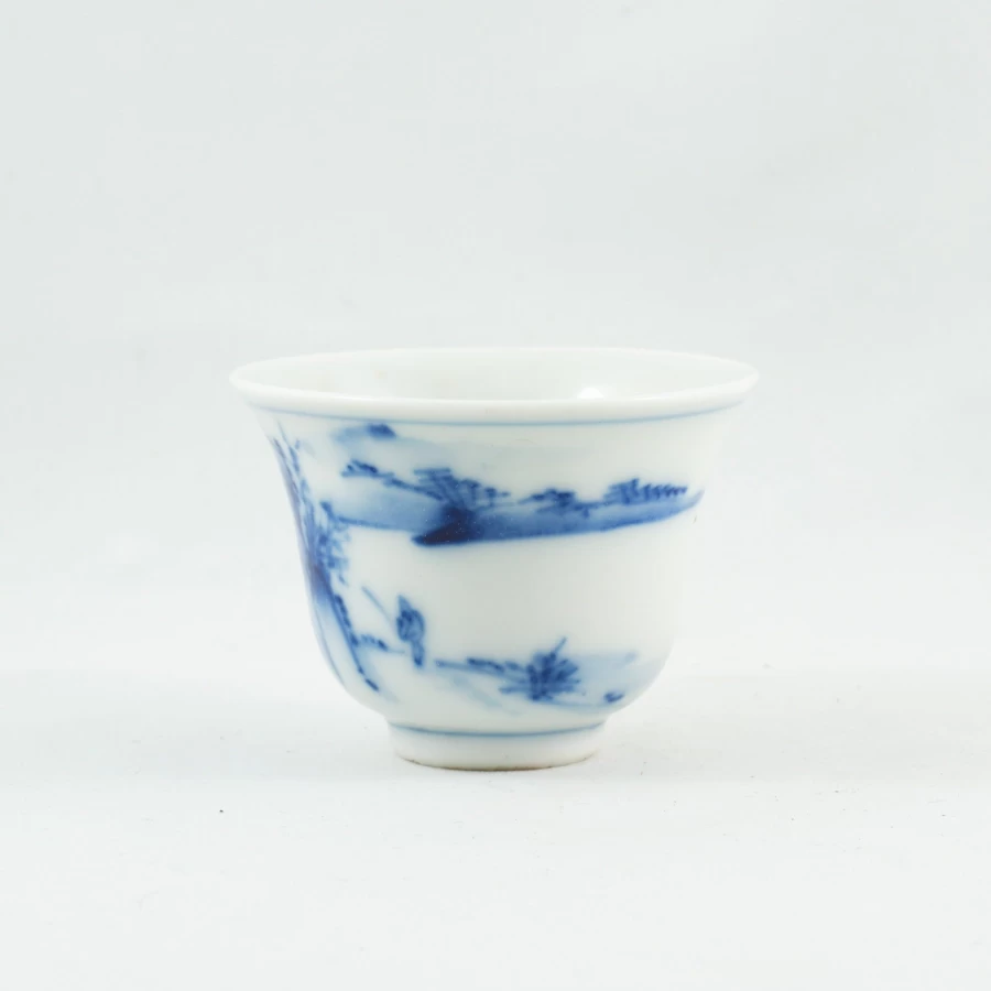 "Antique Blue and White Porcelain Tea Cup with Landscape Design by The Chinese Tea Shop – Handcrafted Vintage Chinese Tea Set"