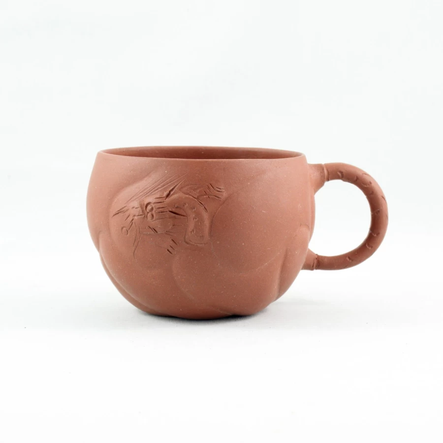 Vintage 1980s Yixing Zisha Clay Dragon Fish Teacup with Handle by The Chinese Tea Shop