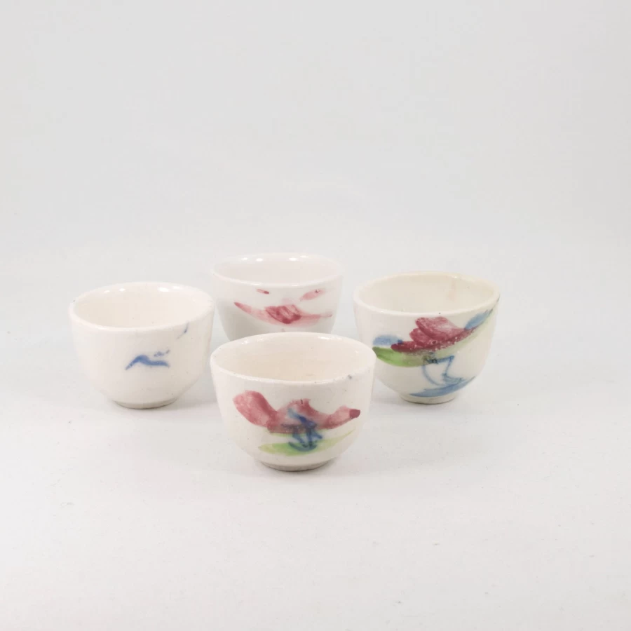 "Antique White Porcelain Mini Tea Cup with Floral Motif by The Chinese Tea Shop"