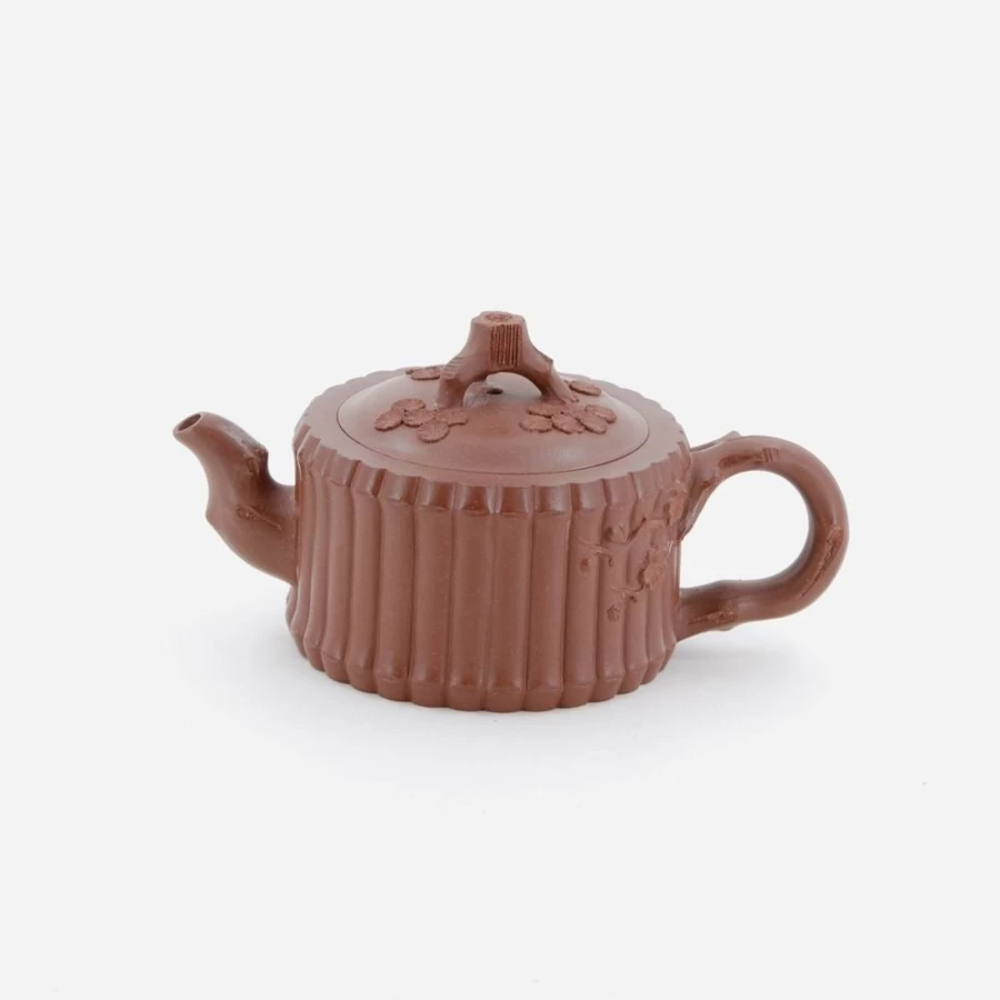 "The Chinese Tea Shop Yixing Purple Clay Bamboo-Wrapped Cedar Tree Teapot"