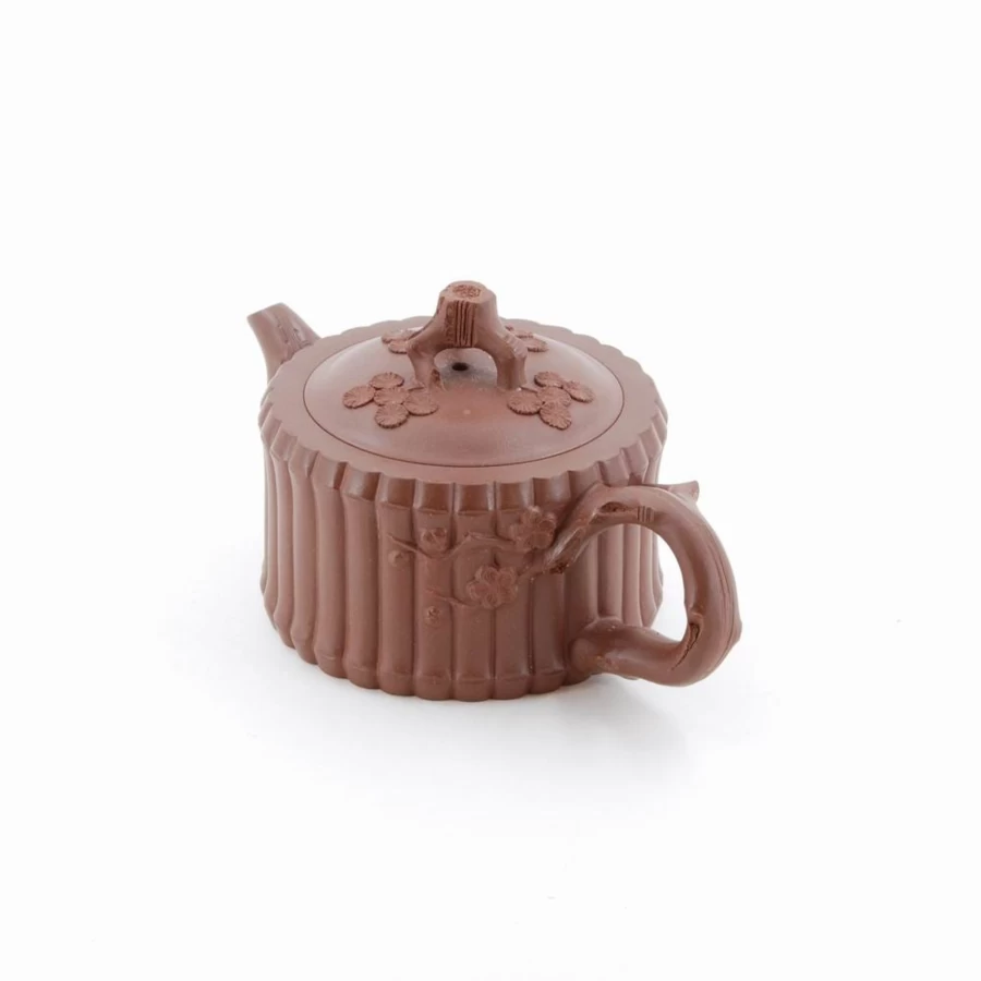 "The Chinese Tea Shop Yixing Purple Clay Bamboo-Wrapped Cedar Tree Teapot"