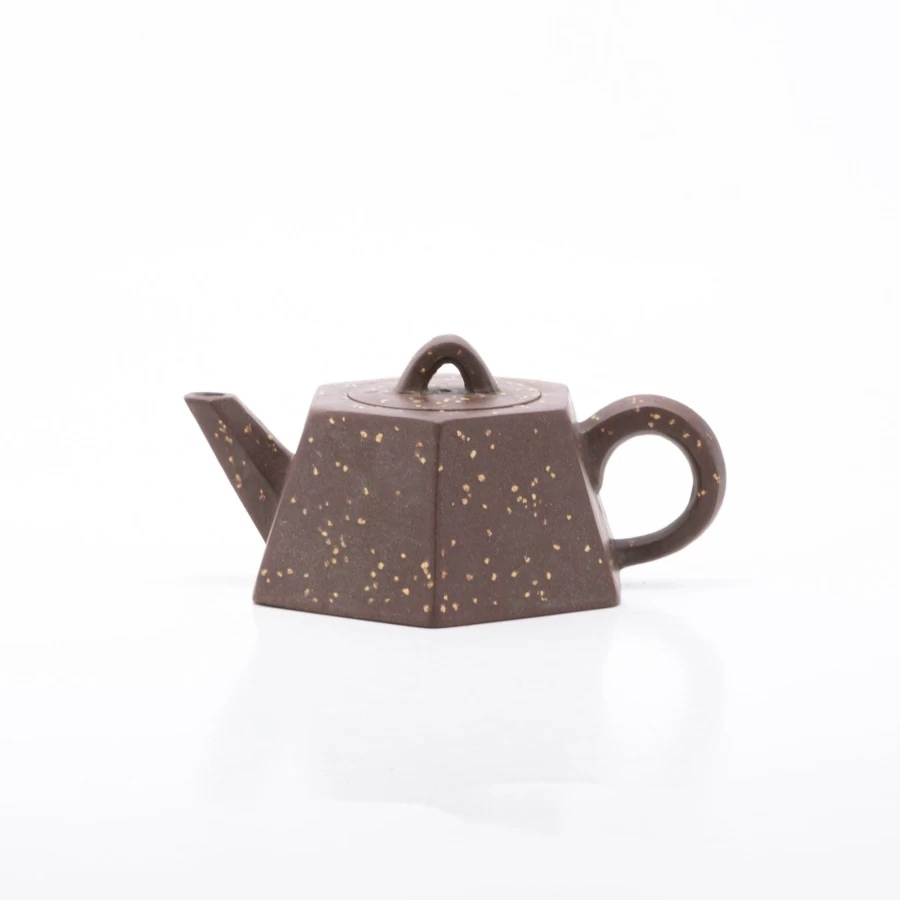 "1980's Yixing Zisha Hexagon Teapot - Bright Stars Design - The Chinese Tea Shop Authentic Purple Clay Pot"