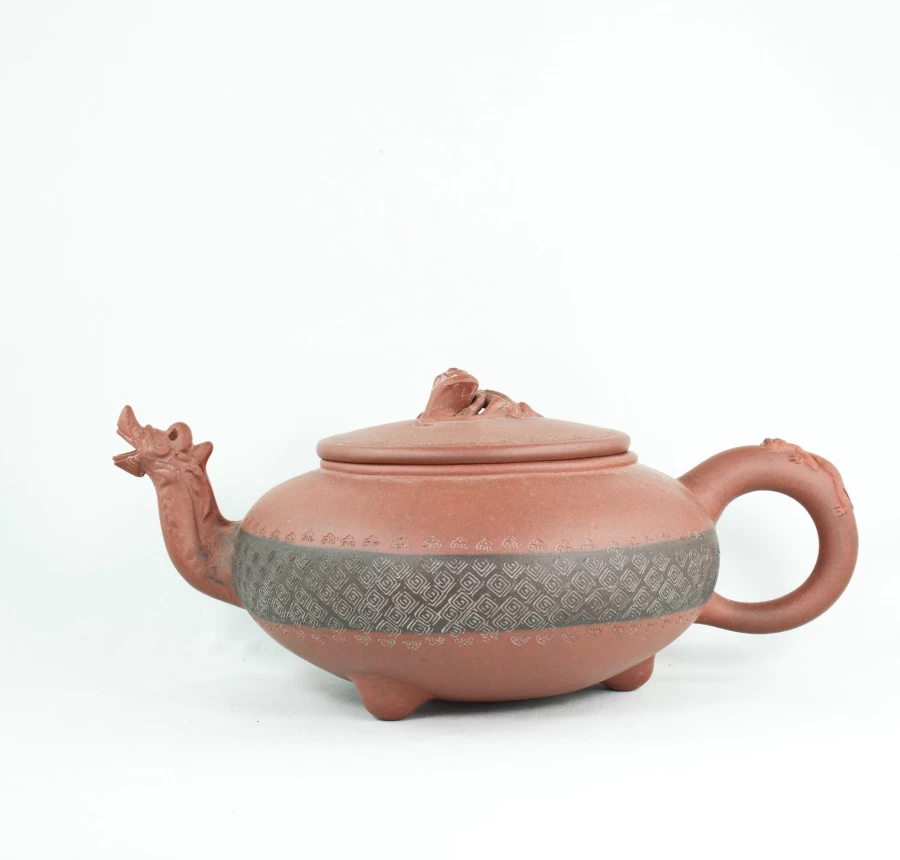 "The Chinese Tea Shop Yixing Clay Three Beast Antique Style Chinese Teapot - Handcrafted Zisha Pot"