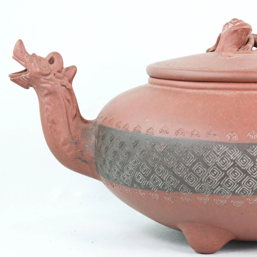 "The Chinese Tea Shop Yixing Clay Three Beast Antique Style Chinese Teapot - Handcrafted Zisha Pot"