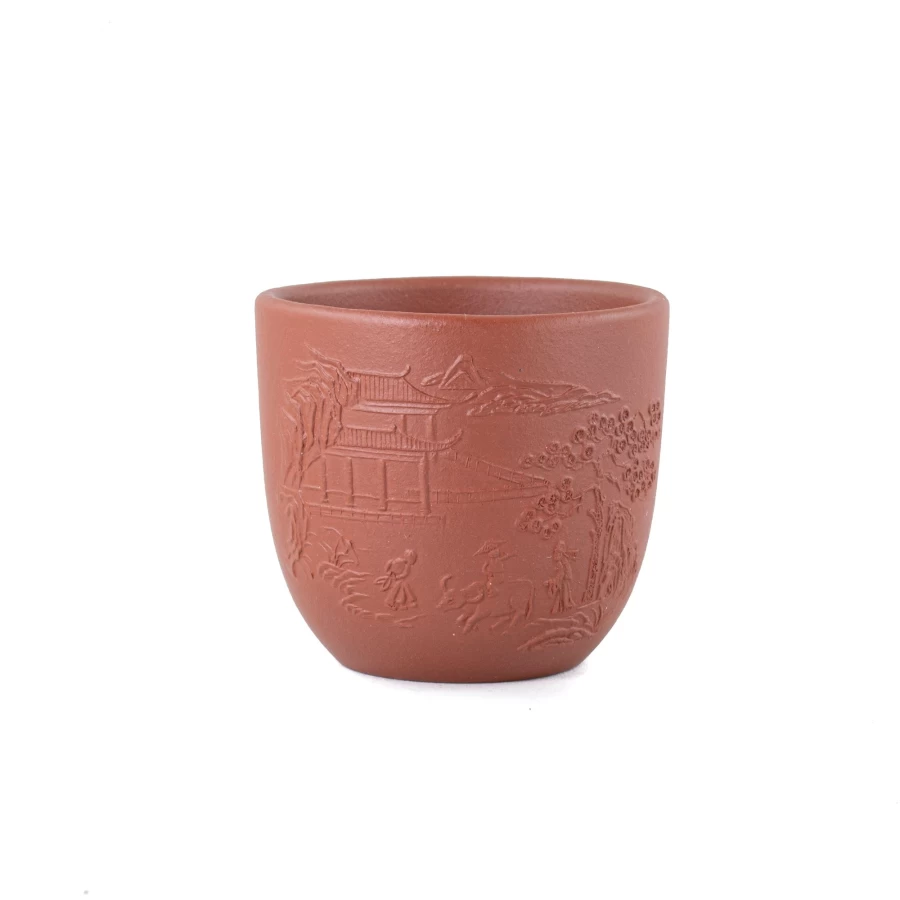"The Chinese Tea Shop Yixing Clay Handcrafted Village Scene Poem Teacup"