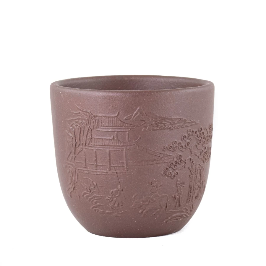 "The Chinese Tea Shop Yixing Clay Handcrafted Village Scene Poem Teacup"